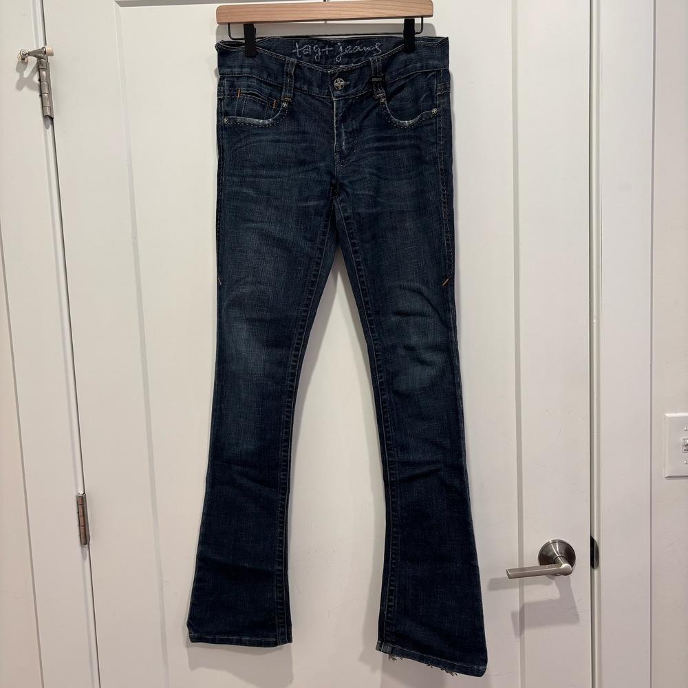 Tag+‎ Jeans Women 27 Dark Wash Low Rise Bootcut Denim ID 6054 Stretch